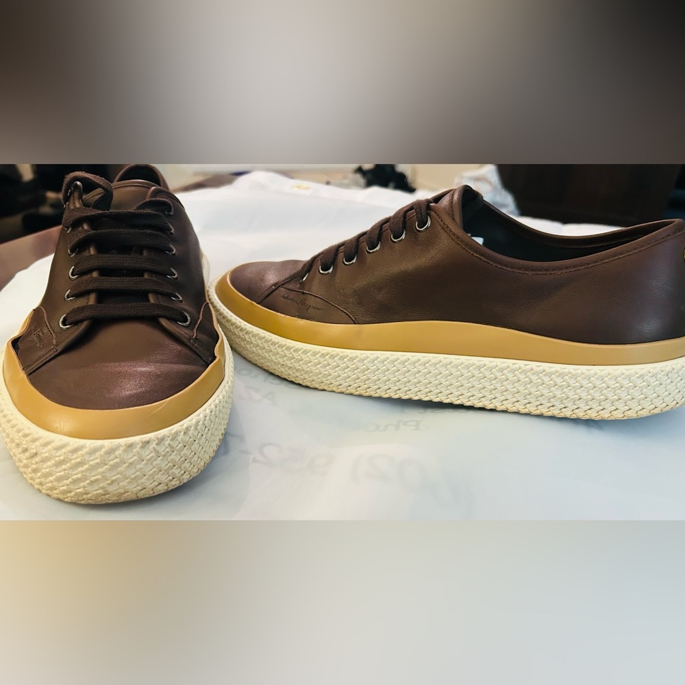 Salvatore Ferragamo Brown and Cream Men's Shoes